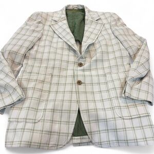 Classic Plaid Blazer in Cream and Green